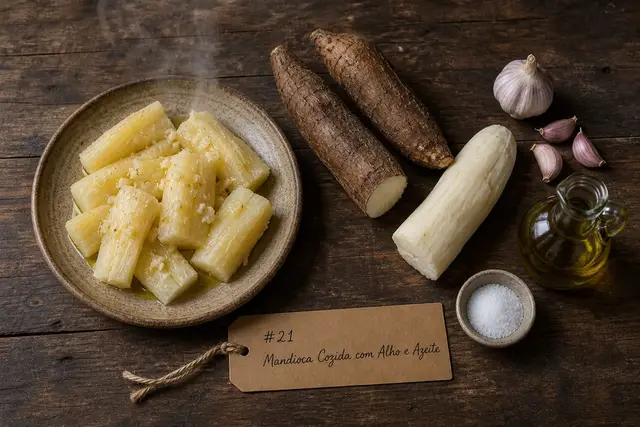 Mandioca Cozida com Alho e Azeite